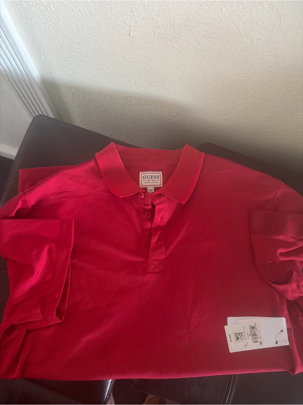 Guess Men's Red Polo Dress Shirt